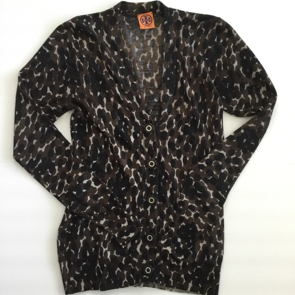 Tory Burch Cardigan Animal Leopard Print Size See Measurements.